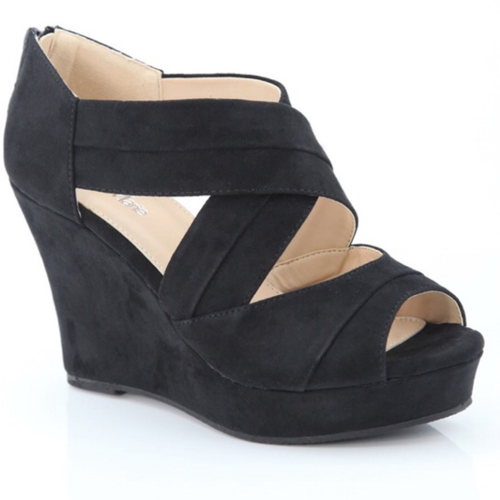 Bella Marie - Black Wrap Nine Wedge - 8.5
